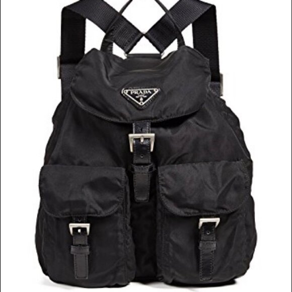 Womens Prada Milano 104 Black Nylon Shoulder Backpack Designer Handbag - Picture 2 of 14